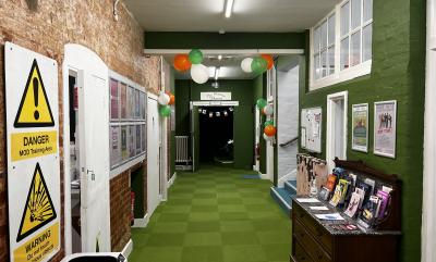 The Phoenix Theatre's Hallway decorated with Irish coloured decorations