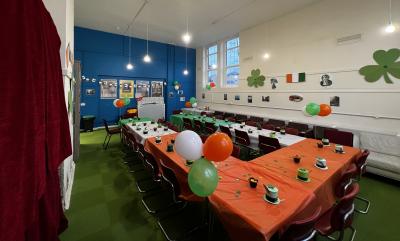 St. Patricks Day: The Phoenix Theatre's Room 5 decorated with Irish coloured decorations