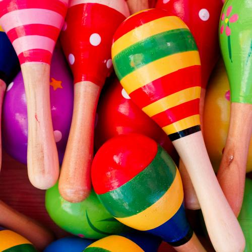Colourful wooden maracas