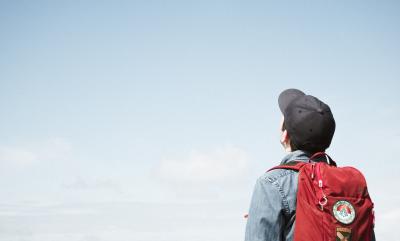 A child looking up into the sky