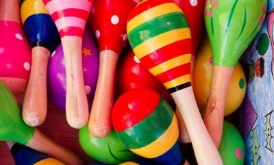 Colourful wooden maracas