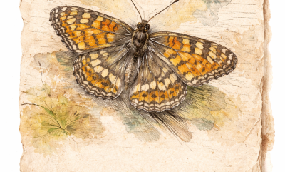 An illustration of an orange and brown butterfly