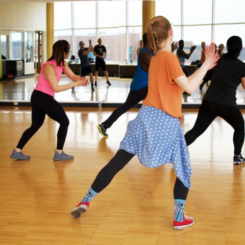 People moving in an exercise class