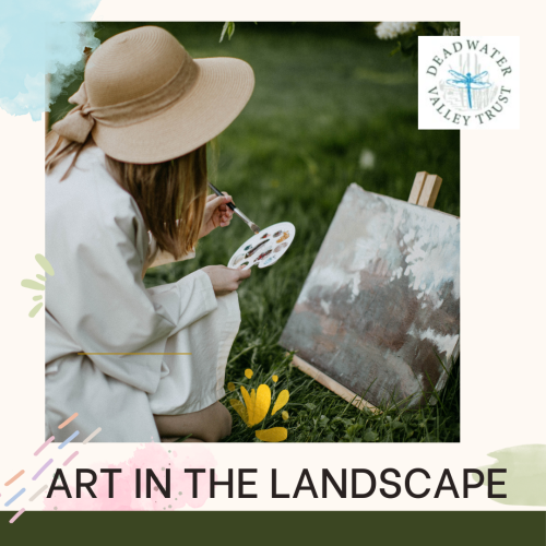 A woman painting on a canvas sitting on grass